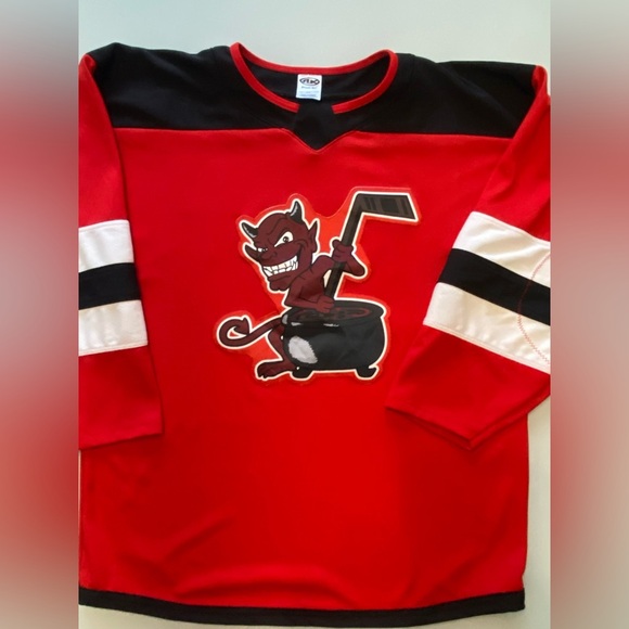 Custom “Weenuk #42” Devil Mascot Hockey Jersey – Adult Size L - Picture 3 of 9